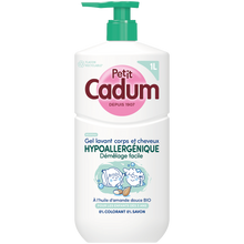Gel lavant corps et cheveux Petit CADUM Hypoallergénique à l'huile d'amande en flacon pompe 1L