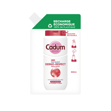 Éco-recharge gel lavant CADUM Dermo-respect sans savon 500mL