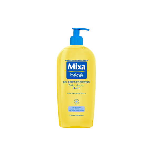 Gel 2 en 1 MIXA Bébé très doux en flacon pompe 400mL