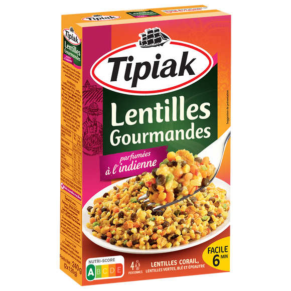 Lentilles gourmandes à l'indienne TIPIAK - 2x120g
