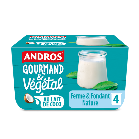 Yaourt ferme et fondant végétal nature au lait de coco ANDORS GOURMAND& VEGETAL 4X100G