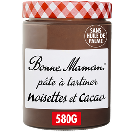 Pâte à tartiner noisettes et cacao sans huile BONNE MAMAN, pot 580g