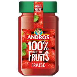 Confiture extra de fraises, 100% issu de fruit ANDROS, 250g