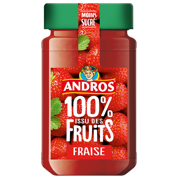 Confiture extra de fraises, 100% issu de fruit ANDROS, 250g