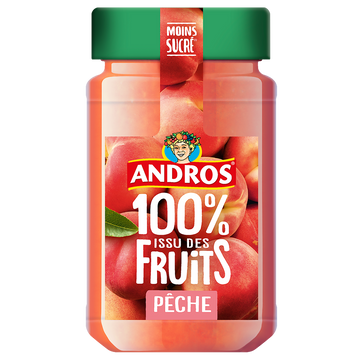 Confiture extra de pêche, 100% issu de fruit, ANDROS 250g