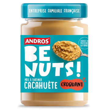 Pâte à tartiner be nuts! cacahuète croquant ANDROS, pot 325g