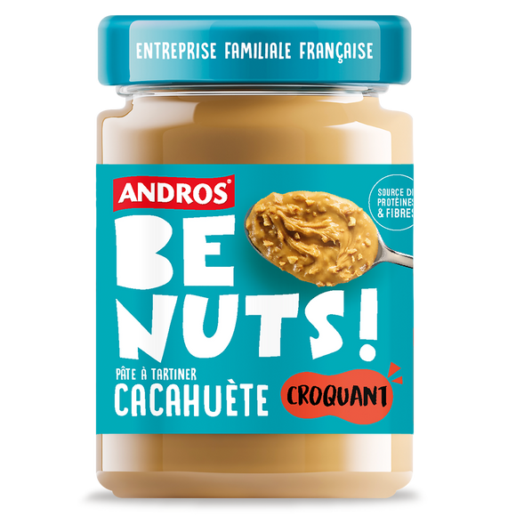 Pâte à tartiner be nuts! cacahuète croquant ANDROS, pot 325g