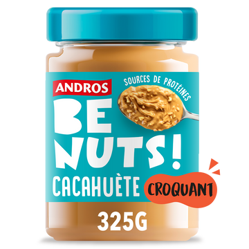 Pâte à tartiner be nuts! cacahuète croquant ANDROS, pot 325g