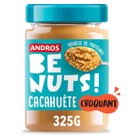 Pâte à tartiner be nuts! cacahuète croquant ANDROS, pot 325g