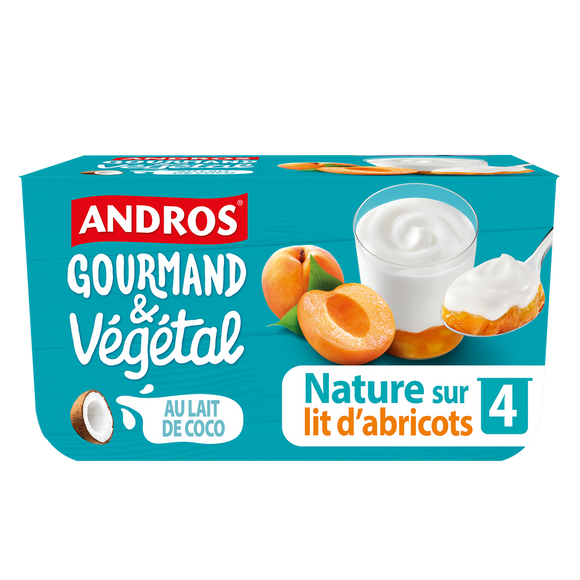 Brassé végétale sur lit d'abricot lt de coco ANDROS 4x100g