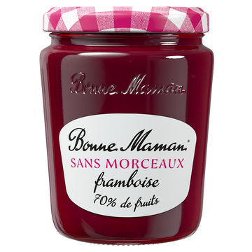 Confiture sans morceaux framboise BONNE MAMAN, bocal 310g