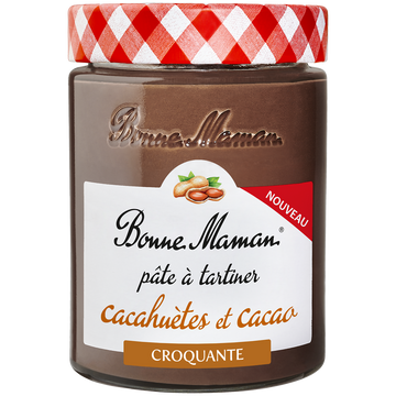 Pâte à tartiner crunchy cacahuète cacao BONNE MAMAN, 330g
