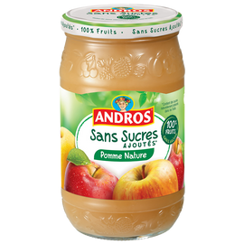 Dessert fruitier pomme nature sans sucres ajoutés, ANDROS, bocal, 730g