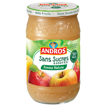Dessert fruitier pomme nature sans sucres ajoutés, ANDROS, bocal, 730g