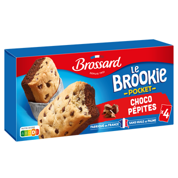 Cookies aux pépites de chocolat sur gâteaux au chocolat BROSSARD, x4 soit 184g
