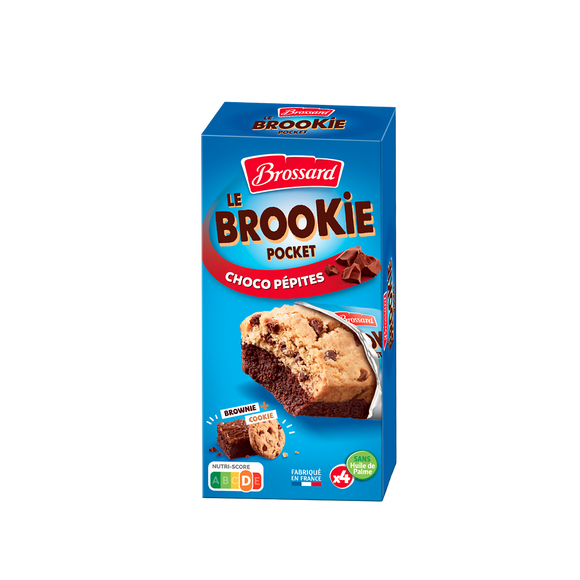 Cookies aux pépites de chocolat sur gâteaux au chocolat BROSSARD, x4 soit 184g