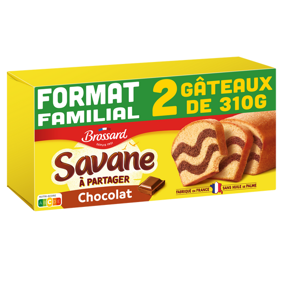 Gâteau marbré SAVANE chocolat bipack BROSSARD, 620g