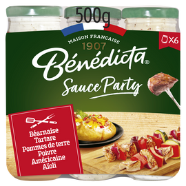 Assortiment sauces party bérnaise, tartare, pomme de terre, poivre, moutarde estragon, aïloli x6 BENEDICTA 500g
