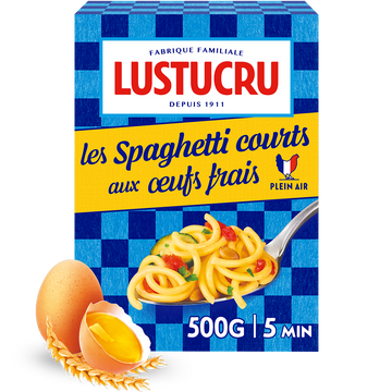 Spaghetti courts aux oeufs frais LUSTUCRU, 500g