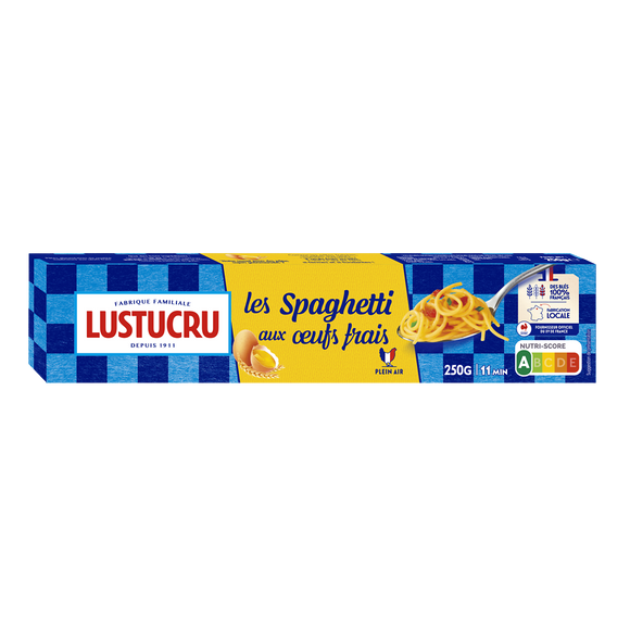 Spaghetti longs aux oeufs LUSTUCRU, paquet de 250g