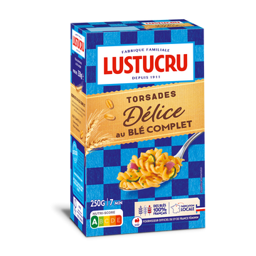 Pâte Torsades Délice au blé complet LUSTUCRU, 250g