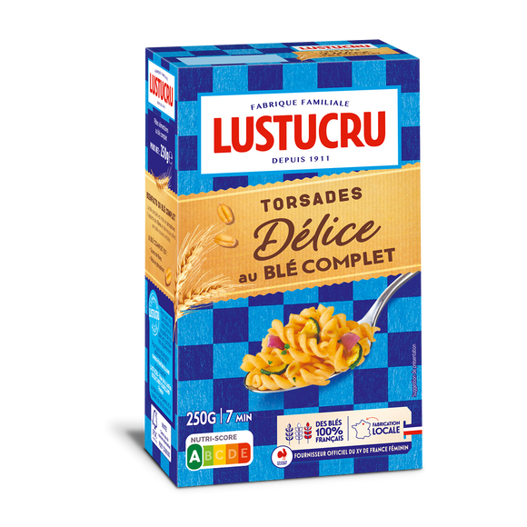 Pâte Torsades Délice au blé complet LUSTUCRU, 250g