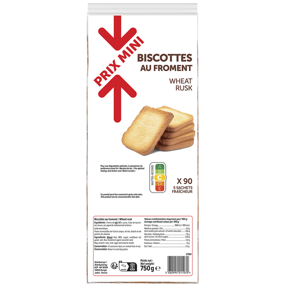 Biscotte au froment PRIX MINI - 750g