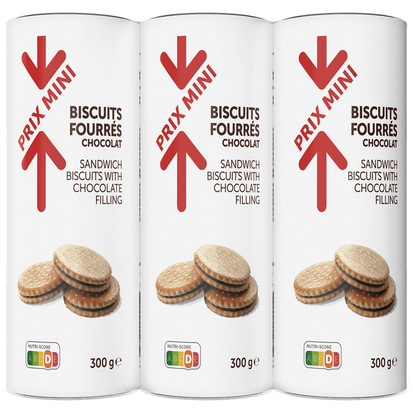 Biscuits fourrés chocolat PRIX MINI - 3x300g