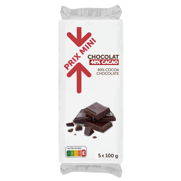 Chocolat noir 40% cacao PRIX MINI, 5 Tablettes de 100g