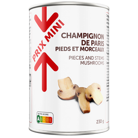 Champignons de Paris pieds et morceaux PRIX MINI - Boîte 230g