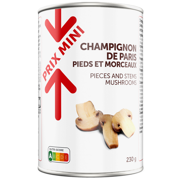 Champignons de Paris pieds et morceaux PRIX MINI - Boîte 230g