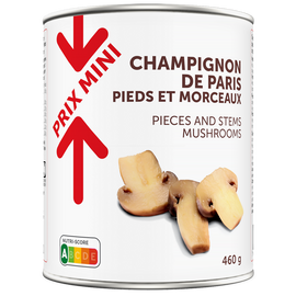 Champignons de Paris pieds et morceaux PRIX MINI - Boîte 460g