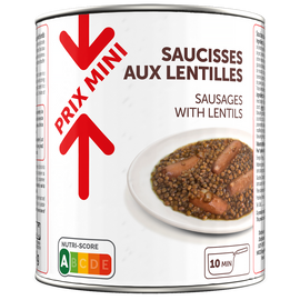 Saucisses aux lentilles PRIX MINI boîte 4/4 840g