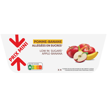 Dessert fruitier de pommes et banane allégée en sucres PRIX MINI - coupelles 4x100g
