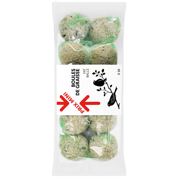 Boules de graisse pour oiseaux de la nature x10 PRIX MINI 900g