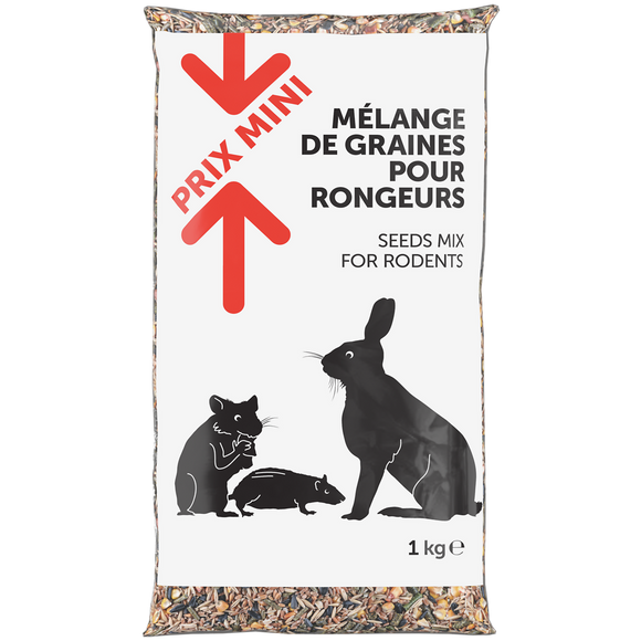 Mélange de granulés et graines pour rongeurs PRIX MINI - sac 1kg