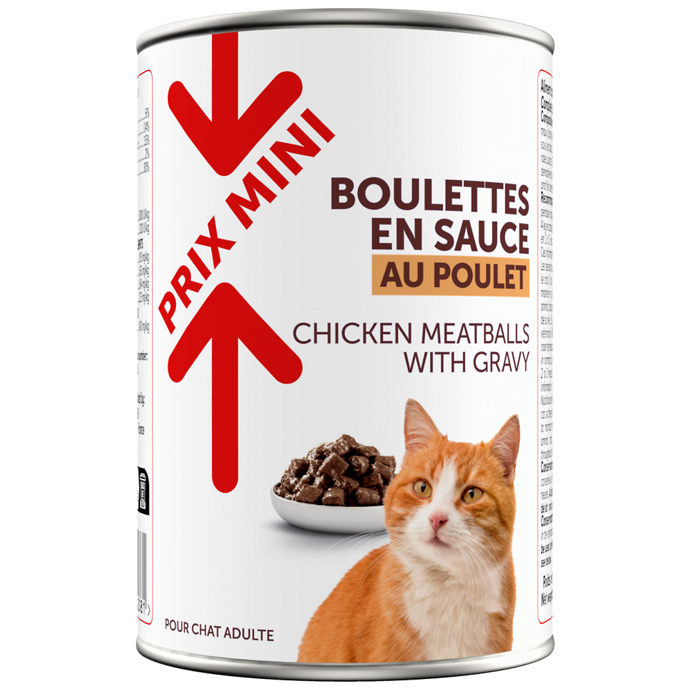 Boîte pour chat Boulettes sauce pouletPRIX MINI - 400g