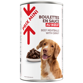 Boîte pour chien Boulettes en sauce boeuf PRIX MINI boite 1,250kg