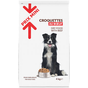 Croquettes au boeuf pour chien adulte PRIX MINI - 4kg