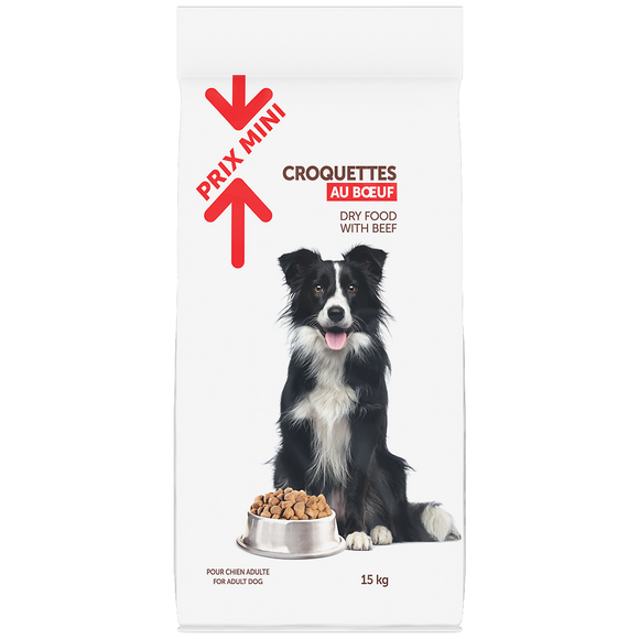 Croquettes au boeuf pour chien adulte PRIX MINI - 15kg