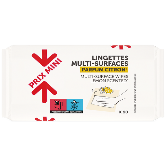 Lingettes multi-usages parfum citron recharge PRIX MINI x80
