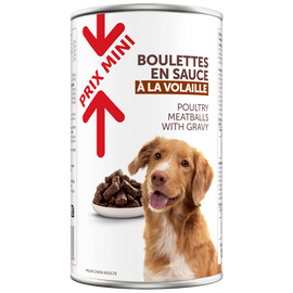 Boîte pour chien Boulettes en sauce volaille PRIX MINI boite 1,250kg