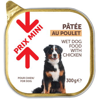 Aliment pour Chien Pâtée au poulet PRIX MINI - barquette 300g