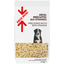 Pâtes précuites aux vitamines pour chien, PRIX MINI, sac 3kg