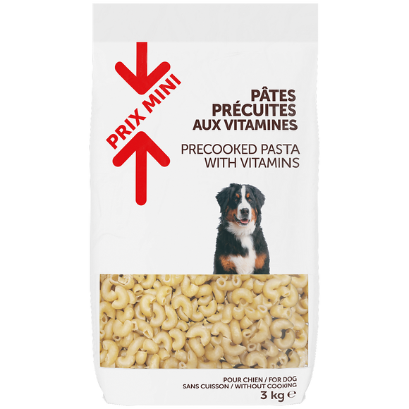 Pâtes précuites aux vitamines pour chien, PRIX MINI, sac 3kg