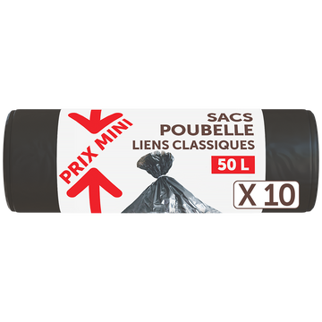 Sacs poubelle liens classiques PRIX MINI - 50L - x10