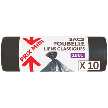 Sacs poubelle liens classiques PRIX MINI - 100L - x10