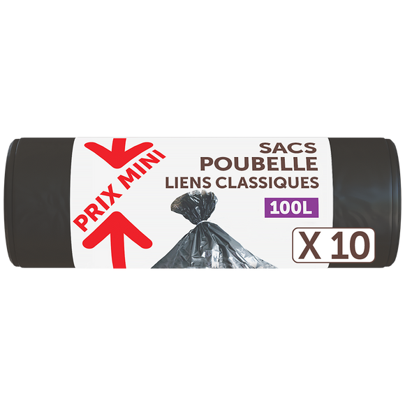Sacs poubelle liens classiques PRIX MINI - 100L - x10