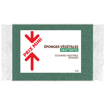 Eponges végétales grattantse verte PRIX MINI - x4
