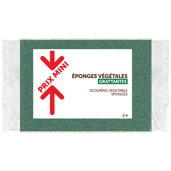 Eponges végétales grattantse verte PRIX MINI - x4
